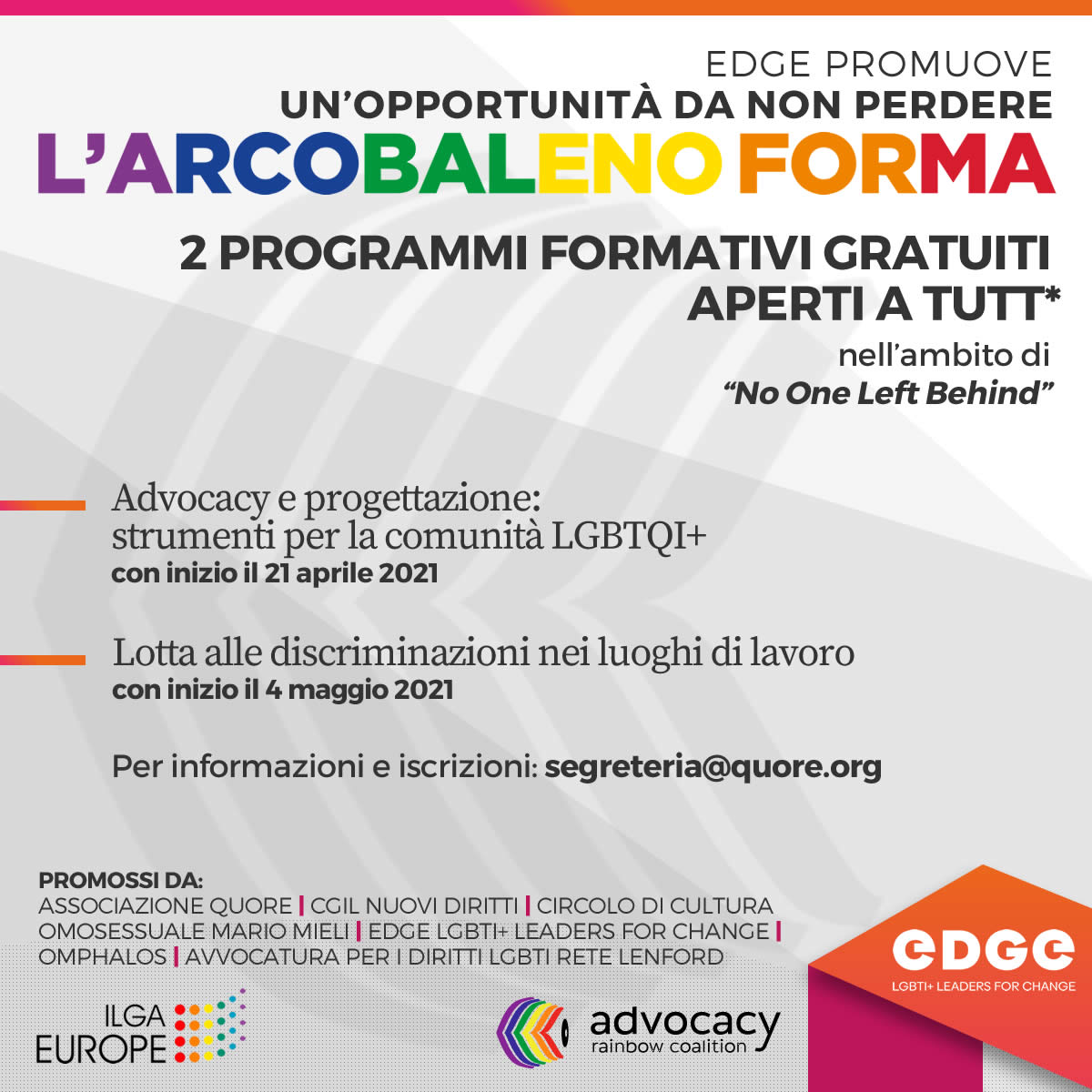 l'Arcobaleno forma | EDGE LGBTI+Leaders for change